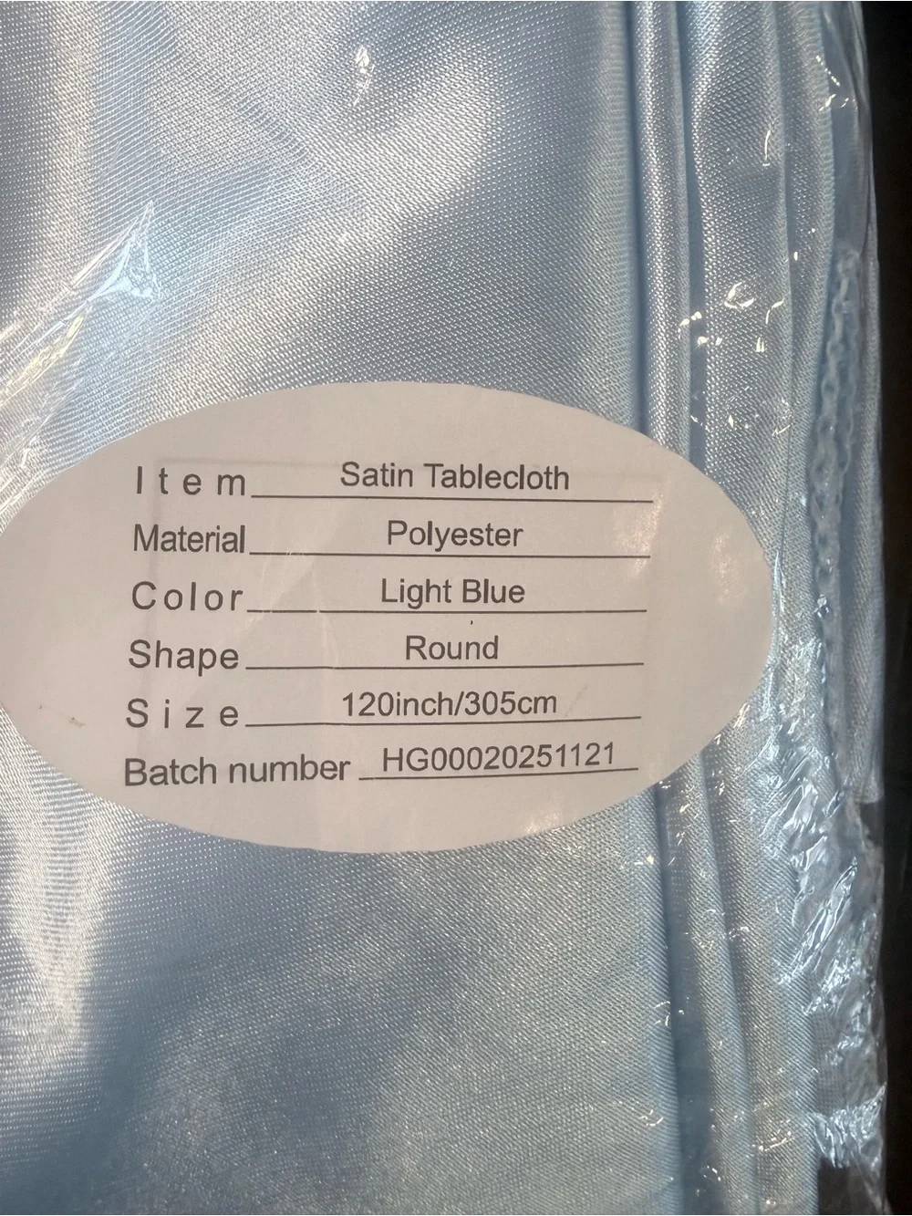 3-NWT 5 Total Soft Light Blue Satin Tablecloth Round 120 Inch